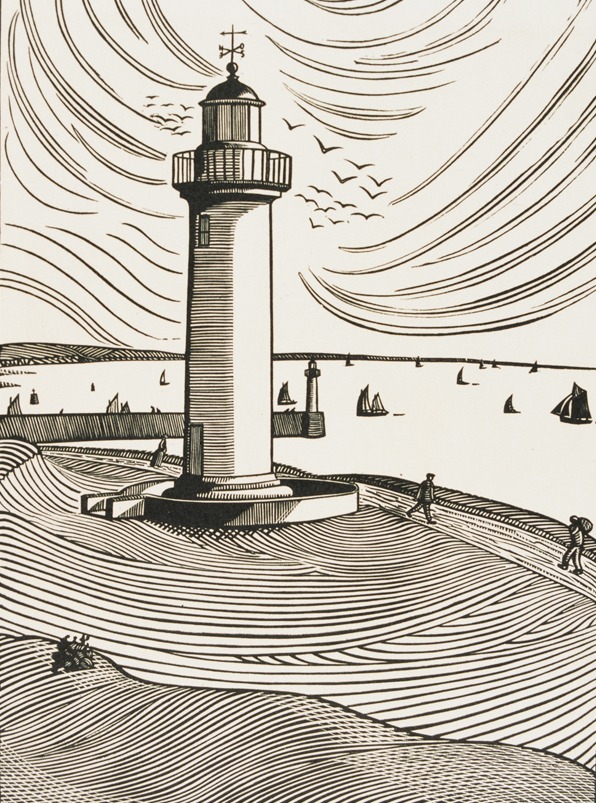 René Quillivic, Le phare, 1921, gravure sur bois, collection musée des Beaux-Arts de Brest métropole (détail)