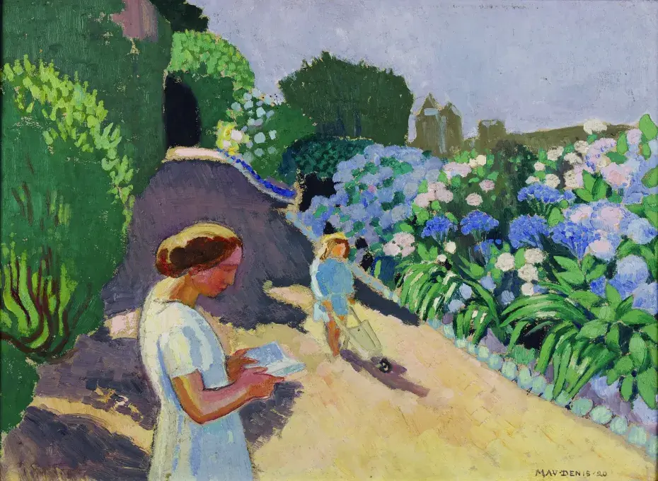 Maurice DENIS, Malon et les hortensias,1887, huile sur toile, collection musée des Beaux-Arts de Brest