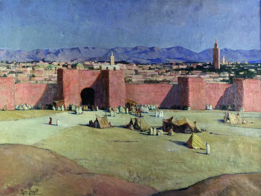 Thérèse CLÉMENT, Marrakech, la muraille rose, 1936, huile sur toile, collection musée des Beaux-Arts de Brest