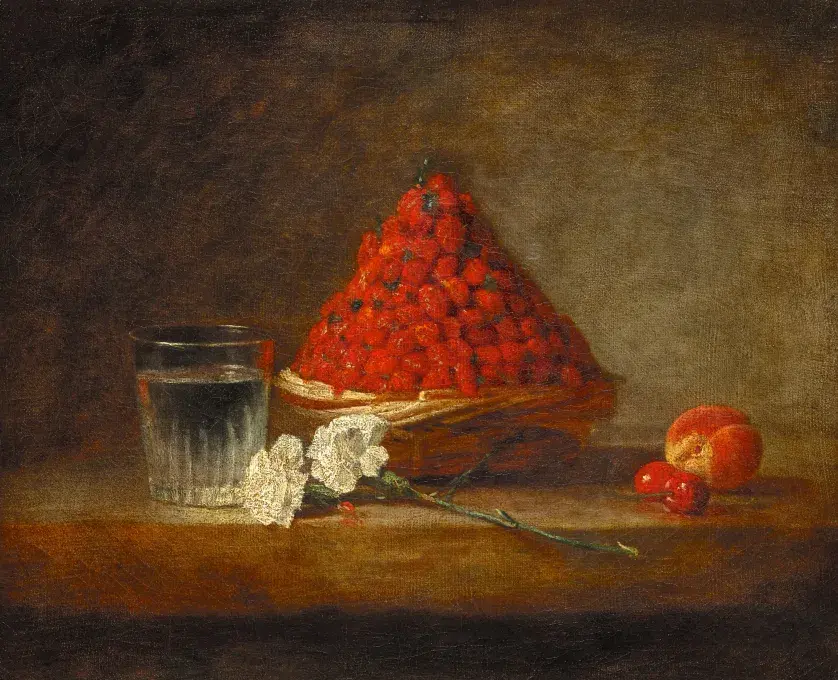 Jean Siméon Chardin, Panier de fraises,1761, huile sur toile, Paris, musée du Louvre