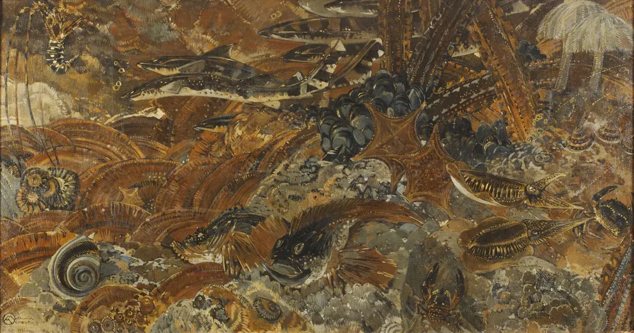 Mathurin Méheut, Faunes des mers, 1931, huile sur toile, collection musée des Beaux-Arts de Brest