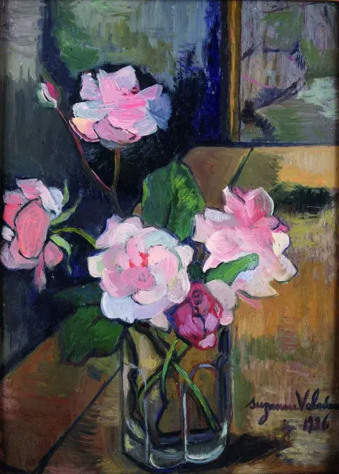 Suzanne Valadon, Bouquet de roses, 1936, huile sur contreplaqué, dépôt de l'Etat