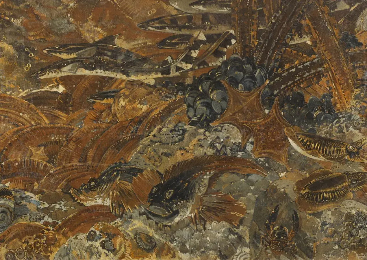  Mathurin Méheut, Faunes des mers, 1931, huile sur toile, collection musée des Beaux-Arts de Brest