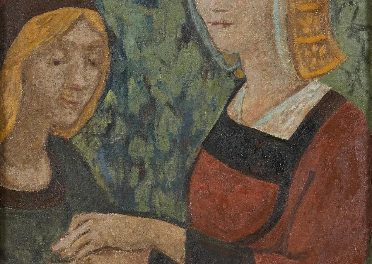 Paul SÉRUSIER, Deux jeunes Bretonnes au collier d'or, vers 1917-1920, huile sur toile, collection musée des Beaux-Arts de Brest
