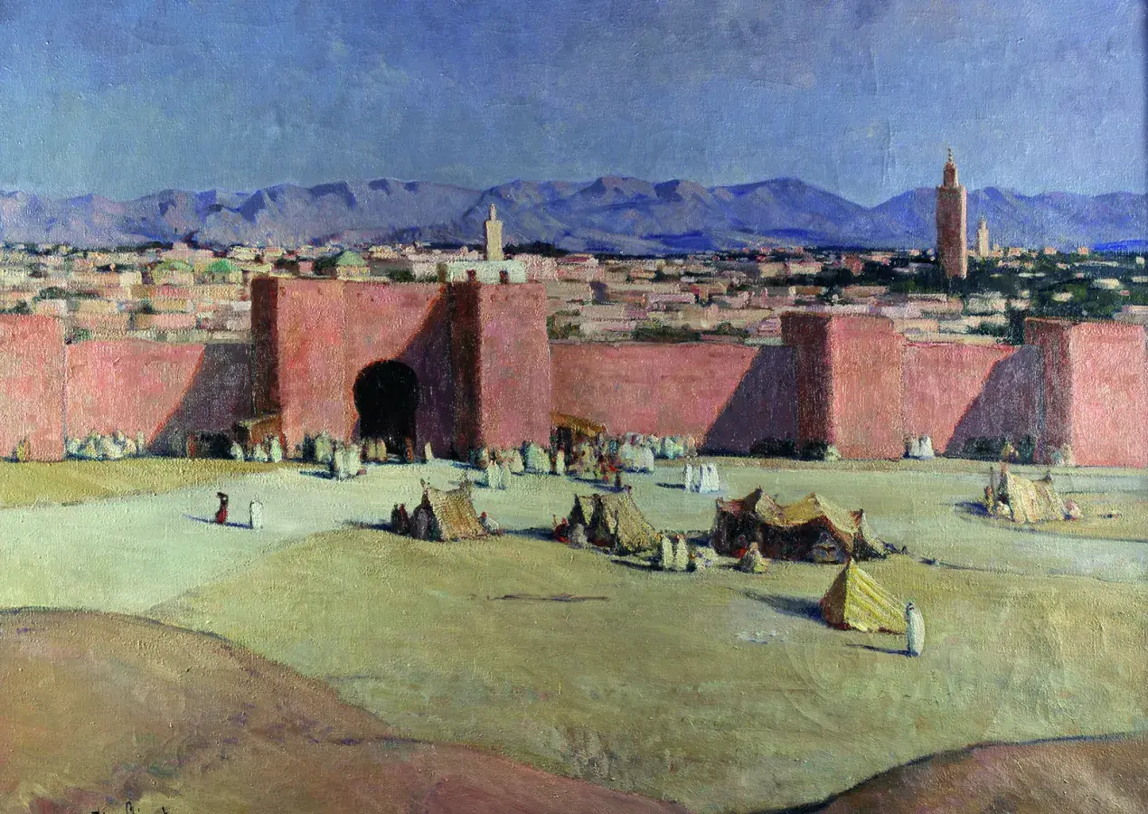 Thérèse CLÉMENT, Marrakech, la muraille rose, 1936, huile sur toile, collection musée des Beaux-Arts de Brest