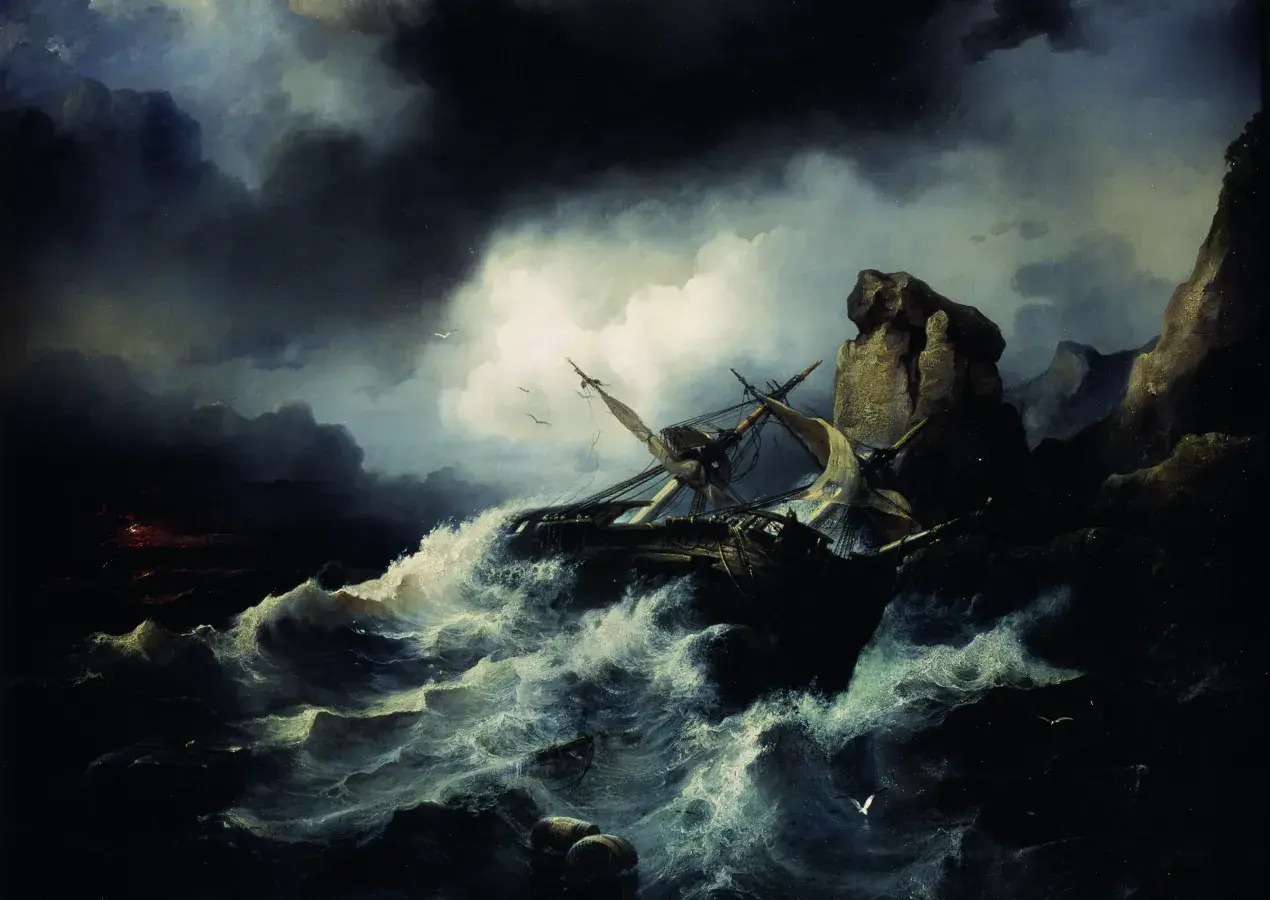 Philippe TANNEUR, Scène de naufrage, 1850, huile sur toile, collection musée des Beaux-Arts de Brest