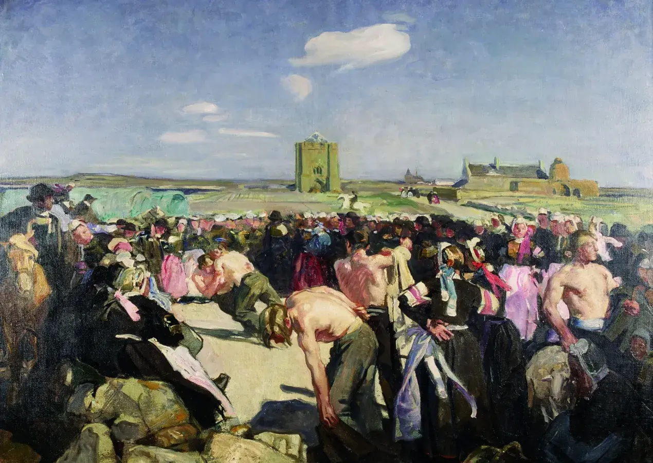 Lucien Simon, Les lutteurs à mains plates, Penmarc'h, vers 1898, huile sur toile, collection musée des Beaux-Arts de Brest.