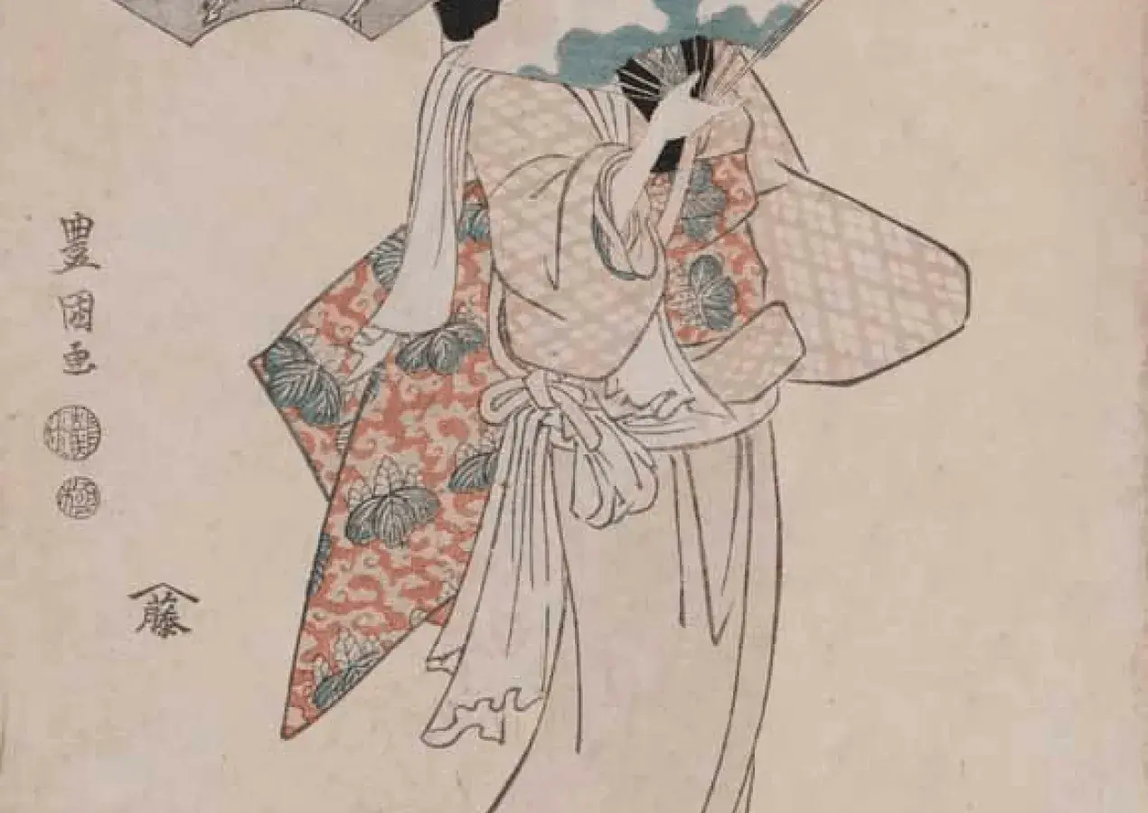 Utagawa TOYOKUNI, Acteur dans un rôle de femme, fin 18e - début 19e siècle, estampe, collection musée des Beaux-Arts de Brest