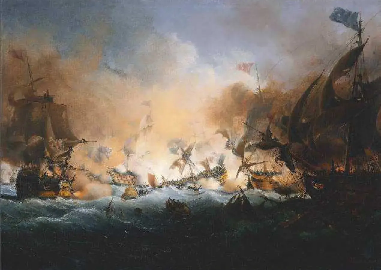 Louis-Ambroise GARNERAY, La troisième bataille d’Ouessant, 1838, huile sur toile, collection du musée des Beaux-Arts de Brest