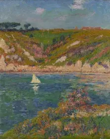 Henry Moret, Voilier en Bretagne, 1898, huile sur toile, collection musée des Beaux-Arts de Brest métropole, legs Monique Le Bras-Lombard, 2019