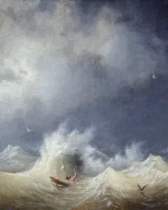 Louis Ambroise GARNERAY, Le naufragé, 19e siècle, huile sur toile, collection musée des Beaux-Arts de Brest