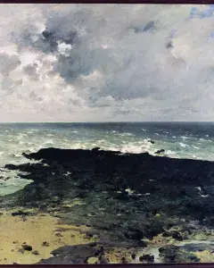 Léon Germain Pelouse, Banc de rochers à Concarneau, 1880, huile sur toile, collection musée des Beaux-Arts de Brest