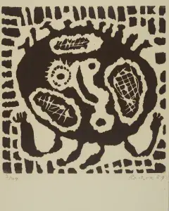 Sans titre, Jan Krizek, 1959, linogravure, collection du musée des Beaux-arts de Brest métropole © Didier Olivré