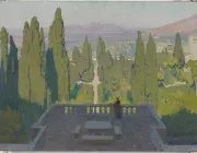 Georges LEROUX, Les jardins de Tivoli, 4e quart du 19e siècle - 1e moitié du 20e siècle, huile sur toile, musée des Beaux-Arts de Brest.