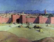 Thérèse CLÉMENT, Marrakech, la muraille rose, 1936, huile sur toile, collection musée des Beaux-Arts de Brest