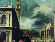 Giovanni Antonio CANAL dit CANALETTO , Venise, la Piazzetta San Marco, vers 1740, huile sur toile, collection musée des Beaux-Arts de Brest