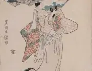 Utagawa TOYOKUNI, Acteur dans un rôle de femme, fin 18e - début 19e siècle, estampe, collection musée des Beaux-Arts de Brest