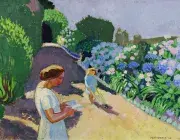 Maurice DENIS, Malon et les hortensias,1887, huile sur toile, collection musée des Beaux-Arts de Brest