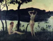 René MÉNARD, Deux Naïades dans un parc, 1895, huile sur toile, collection musée des Beaux-Arts de Brest.