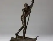 Anna QUINQUAUD, Laptot du Niger ou Le piroguier, 1925, Bronze patiné, fonte d’époque à la cire perdue, collection musée des Beaux-Arts de Brest