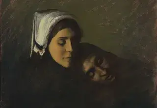 Charles Cottet, Deuil, 1889, pastel et craie sur papier, collection du musée des Beaux-Arts de Brest