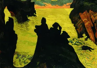 Georges LACOMBE, La mer jaune, Camaret, 1892, huile sur toile, collection musée des Beaux-Arts de Brest