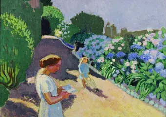Maurice DENIS, Malon et les hortensias,1887, huile sur toile, collection musée des Beaux-Arts de Brest