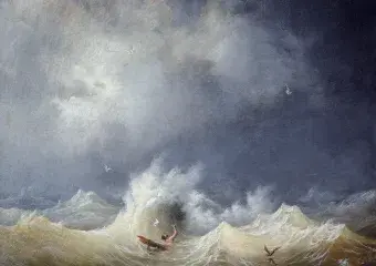 Louis Ambroise GARNERAY, Le naufragé, 19e siècle, huile sur toile, collection musée des Beaux-Arts de Brest