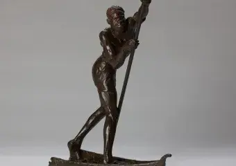 Anna QUINQUAUD, Laptot du Niger ou Le piroguier, 1925, Bronze patiné, fonte d’époque à la cire perdue, collection musée des Beaux-Arts de Brest
