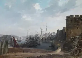 Jules NOËL, Le port de Brest, 1845, huile sur toile, collection musée des Beaux-Arts de Brest