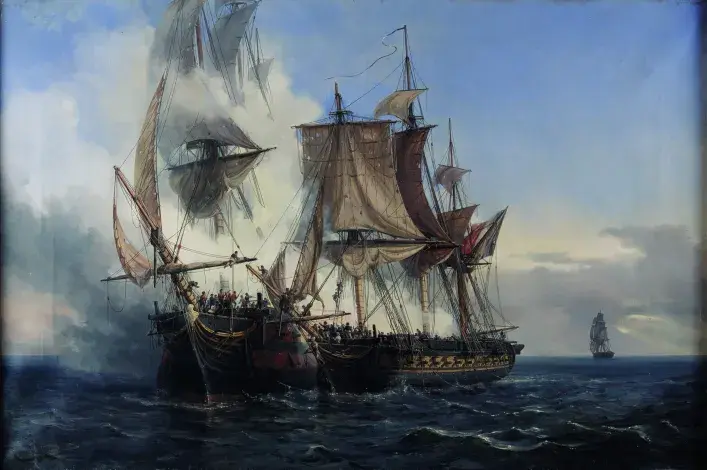 Auguste MAYER, L’abordage du vaisseau Lord Nelson, 1872, huile sur toile, collection musée des Beaux-Arts de Brest