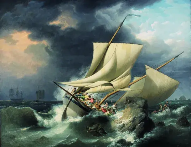 Louis-Philippe CRÉPIN, Scène de naufrage, vers 1800, huile sur toile, collection musée des Beaux-Arts de Brest