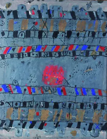 François DILASSER, L’écriture des vagues, 1974, huile sur toile, collection musée des Beaux-Arts de Brest