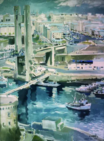 Pierre PÉRON, L’entrée de la rue de Siam, 1965, gouache sur papier, collection musée des Beaux-Arts de Brest