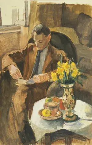 Marie-Renée CHEVALLIER-KERVERN, Portrait de Charles Estienne, vers 1937, gouache sur papier, collection musée des Beaux-Arts de Brest