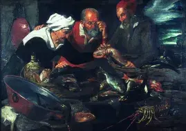 Guiseppe RECCO, Étal de poissons, huile sur toile, collection musée des Beaux-Arts de Brest