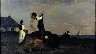 Karl Pierre DAUBIGNY, Les vanneuses à Kérity, 1868, huile sur toile, collection musée des Beaux-Arts de Brest