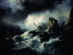 Philippe TANNEUR, Scène de naufrage, 1850, huile sur toile, collection musée des Beaux-Arts de Brest