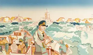 Charles LAPICQUE, Officier en mer, 20e siècle, lithographie en couleurs sur papier, collection musée des Beaux-Arts de Brest