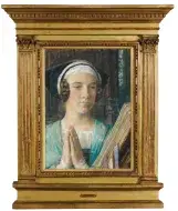 Edgard MAXENCE, Portrait de femme en prière, fin 19e-début 20e siècle, gouache et pastel sur papier, collection musée des Beaux-Arts de Brest
