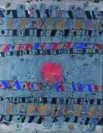 François DILASSER, L’écriture des vagues, 1974, huile sur toile, collection musée des Beaux-Arts de Brest