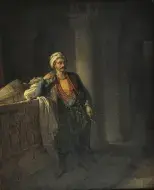 Eugénie SERVIÈRES, Maleck-Adhel attendant Mathilde au tombeau de Josselin de Montmorency, 1820, huile sur toile, collection musée des Beaux-Arts de Brest