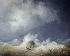 Louis Ambroise GARNERAY, Le naufragé, 19e siècle, huile sur toile, collection musée des Beaux-Arts de Brest