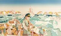 Charles LAPICQUE, Officier en mer, 20e siècle, lithographie en couleurs sur papier, collection musée des Beaux-Arts de Brest