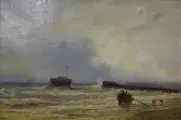 Théodore GUDIN, La jetée à Calais, 1839, huile sur toile, collection musée des Beaux-Arts de Brest