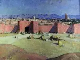 Thérèse CLÉMENT, Marrakech, la muraille rose, 1936, huile sur toile, collection musée des Beaux-Arts de Brest