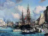 Jules NOËL, Le port de Brest,1864, huile sur toile, Dépôt du Fonds national d’art contemporain
