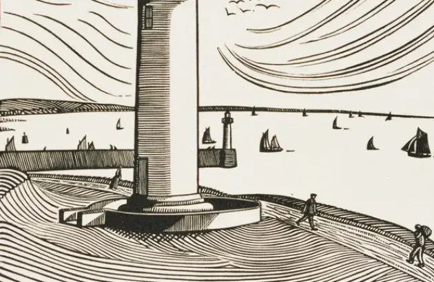 René Quillivic, Le phare, 1921, gravure sur bois, collection musée des Beaux-Arts de Brest métropole (détail)